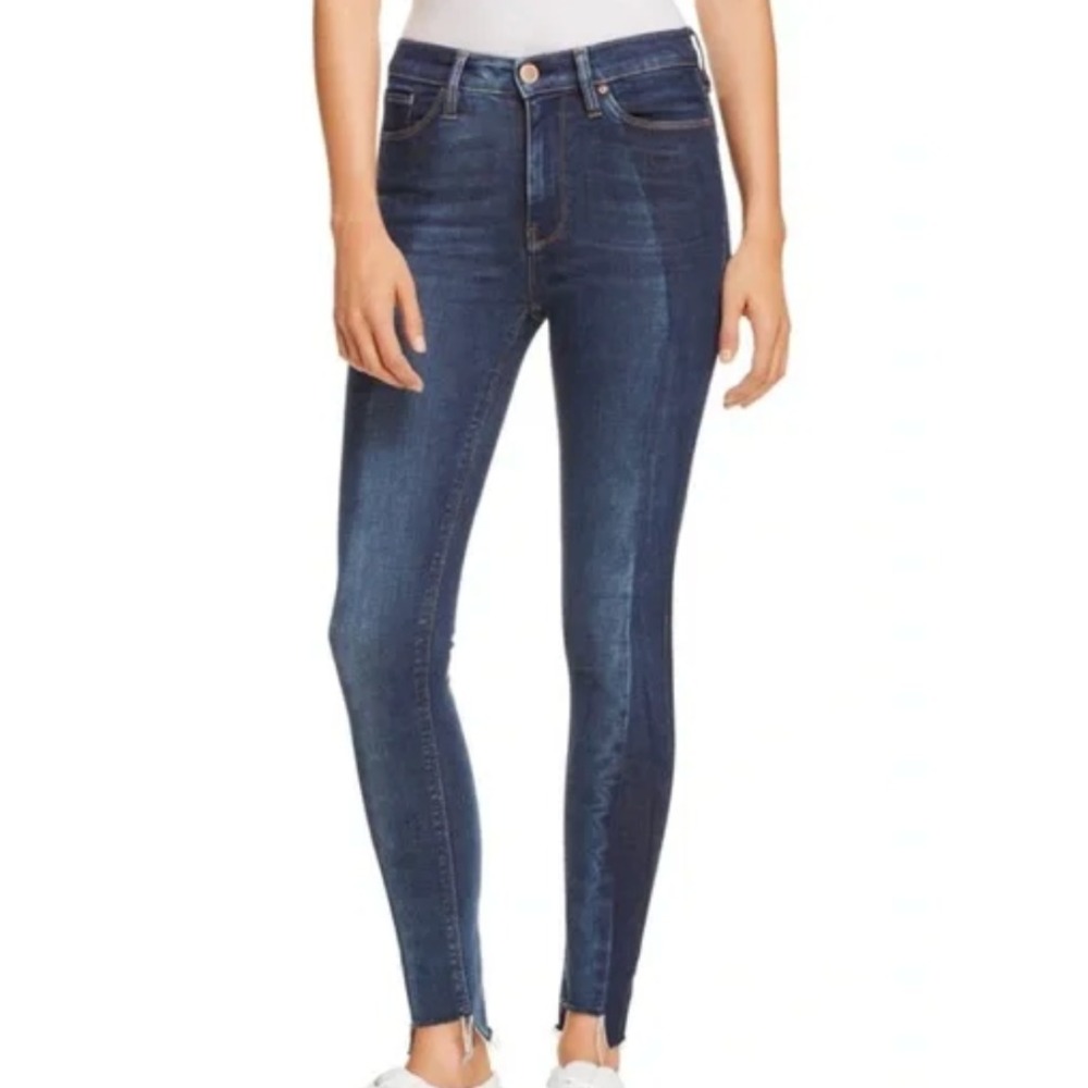 HUDSON Barbara Super Skinny Jeans BLUE COLORBLOCK STRIPES "Lost Wash" Stretch 27